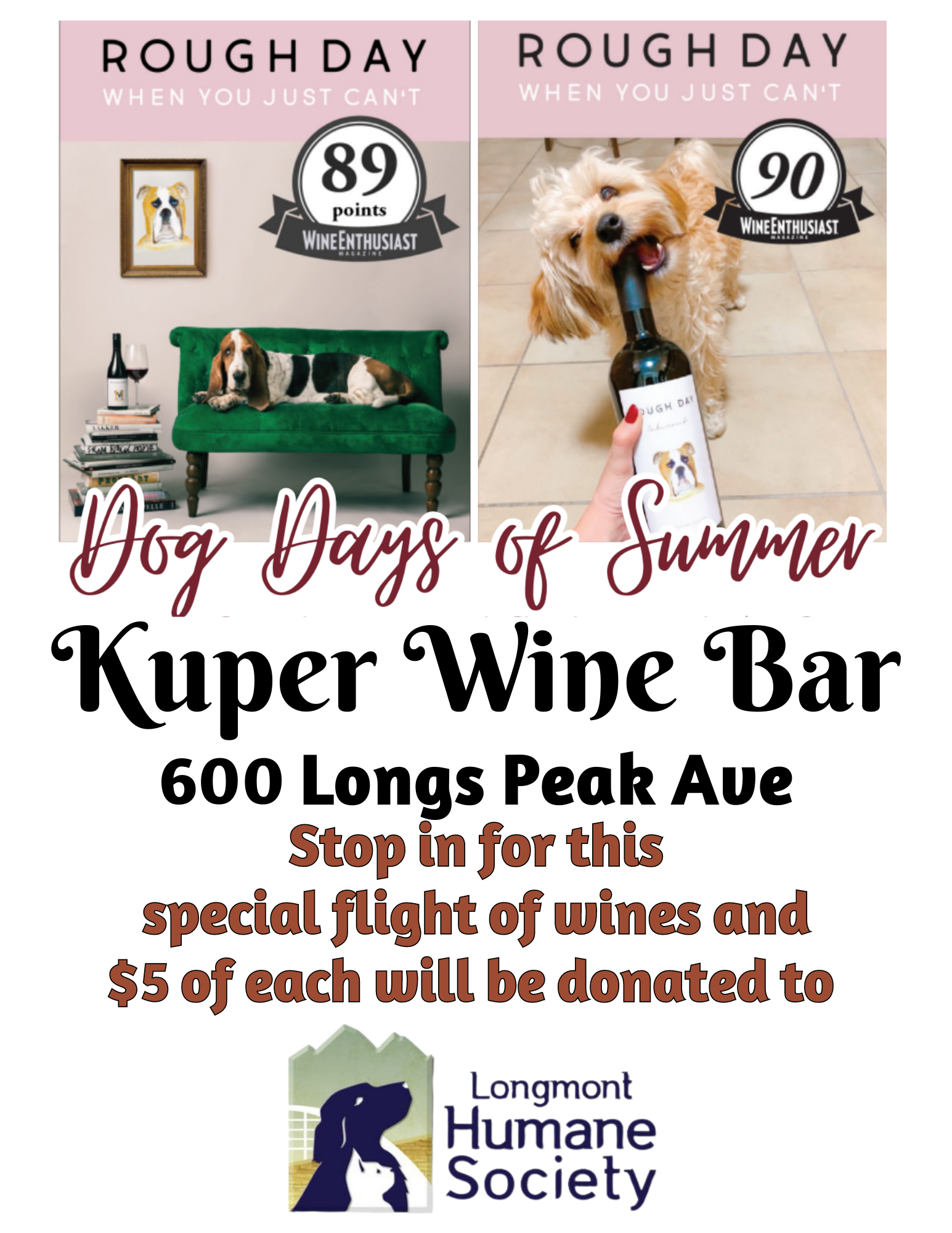 Dog Days of Summer at Kuper Wine Bar Longmont Humane Society